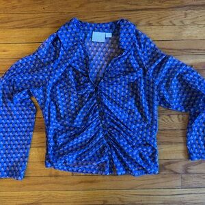 Anthropologie Maeve Blue Patterned Blouse